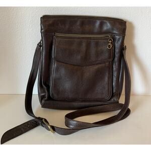Valerie Stevens leather crossbody bag in brown.